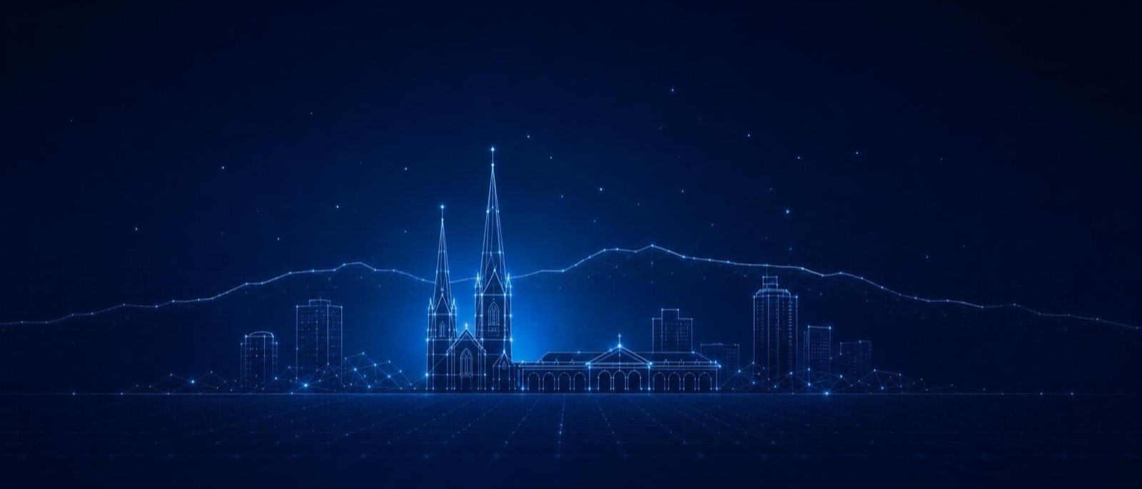 Adelaide skyline as a luminous constellation illustration