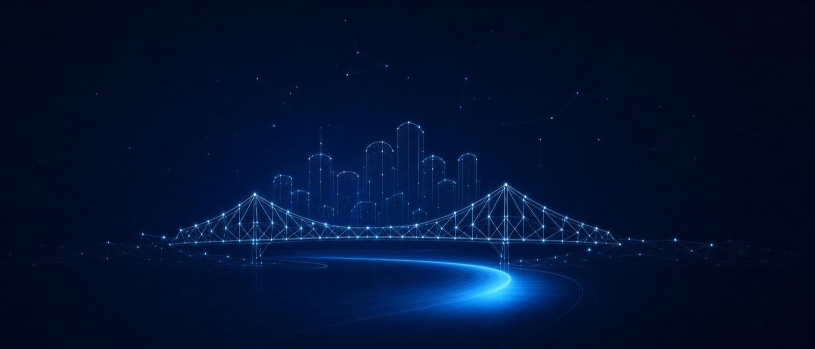 Brisbane skyline as a luminous constellation illustration