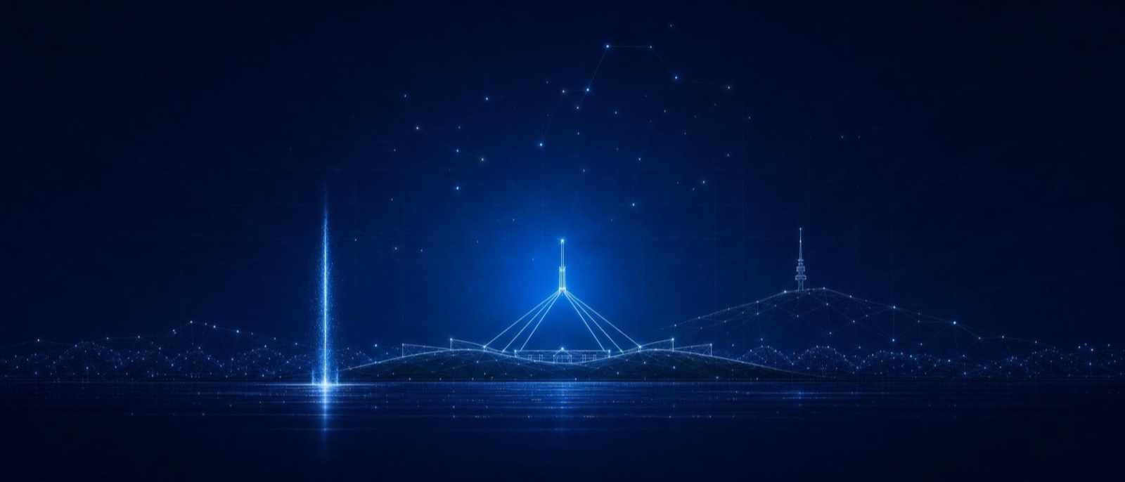 Canberra skyline as a luminous constellation illustration