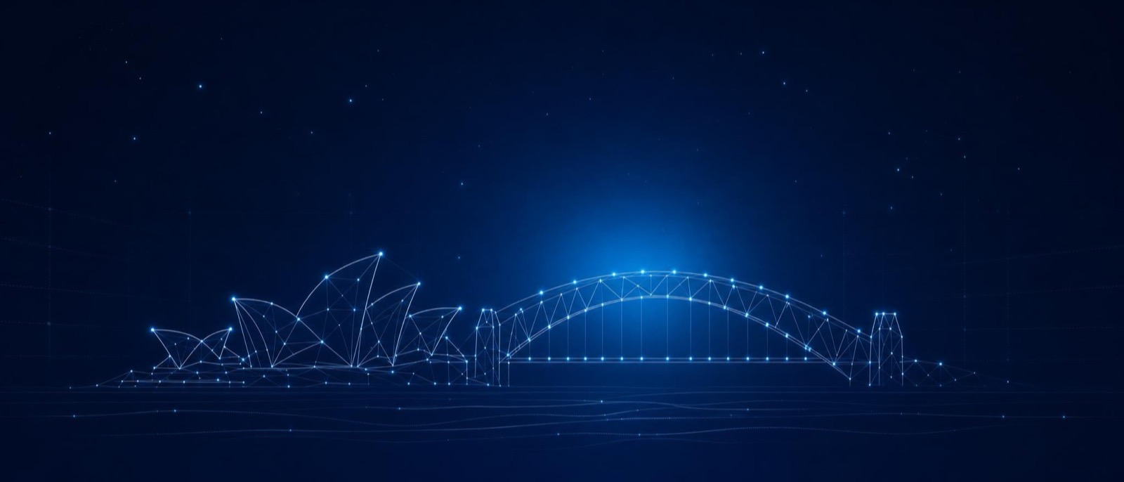 Sydney skyline as a luminous constellation illustration
